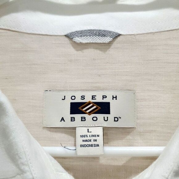 Joseph Abboud Mens 100% White Linen Long Sleeve, Size Large - Picture 2 of 5